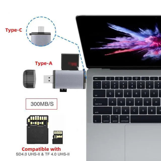 Alt view image 4 of 7 - UHS-II 4.O SD/TF Card Reader, 2 in 1 USB A/C High Speed Memory Card Reader for SDHC/SDXC/Micro SD/Micro SDHC/Micro SDXC