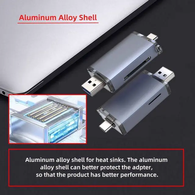 Alt view image 7 of 7 - UHS-II 4.O SD/TF Card Reader, 2 in 1 USB A/C High Speed Memory Card Reader for SDHC/SDXC/Micro SD/Micro SDHC/Micro SDXC