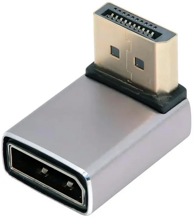 Main image of 8K DisplayPort 1.4 Adapter, DisplayPort Male to Female 8K@60Hz 32.4Gbps High Speed Gold Plated 90 Degree Down Angled Extension Adapter