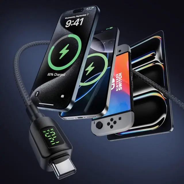 Alt view image 6 of 7 - DC Power to USB C Converter,USB C to DC 7.9x5.4MM PD 140W Fast Charging Nylon Braided Cable Compatible 5V/9V/20V