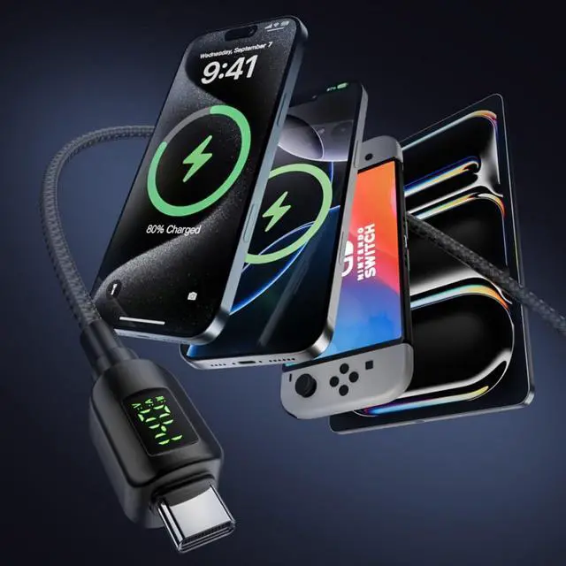 Alt view image 6 of 7 - DC Power to USB C Converter,USB C to DC 5.5x2.5MM PD 140W Fast Charging Nylon Braided Cable Compatible 5V/9V/20V