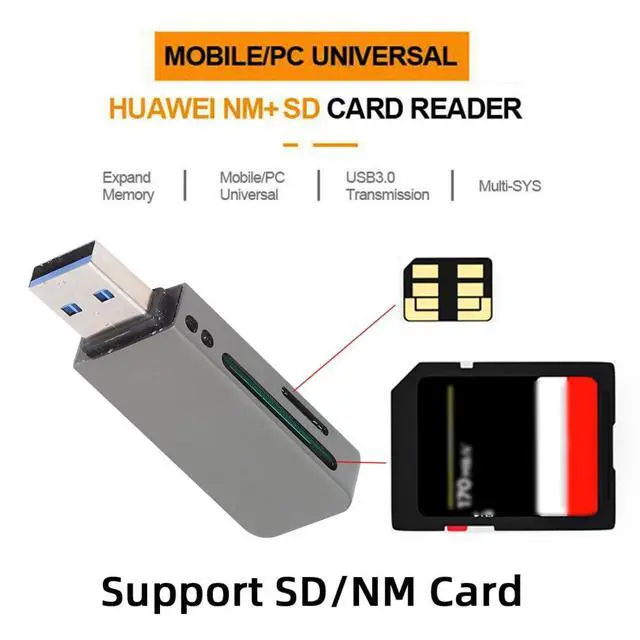 Alt view image 2 of 7 - NM/SD Card Reader, 2-in-1 USB 3.0 Memory Card Reader for Nano Memory Card and SD/SDHC/SDXC/MMC Card