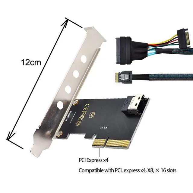 Alt view image 4 of 7 - PCIe 4.0 X4 to Slimline SAS SFF-8654 Adapter with SFF-8654 to SFF-8639 Cable for U.2 SFF-8639 NVME PCIe SSD