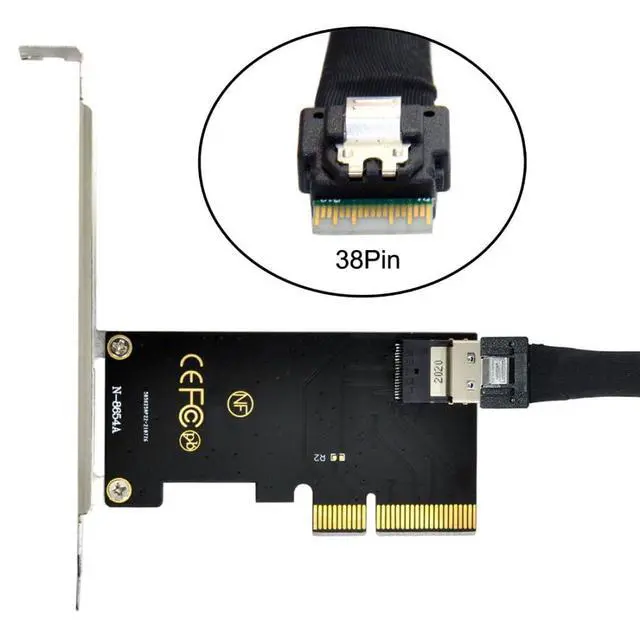 Alt view image 5 of 7 - PCIe 4.0 X4 to Slimline SAS SFF-8654 Adapter with SFF-8654 to SFF-8639 Cable for U.2 SFF-8639 NVME PCIe SSD