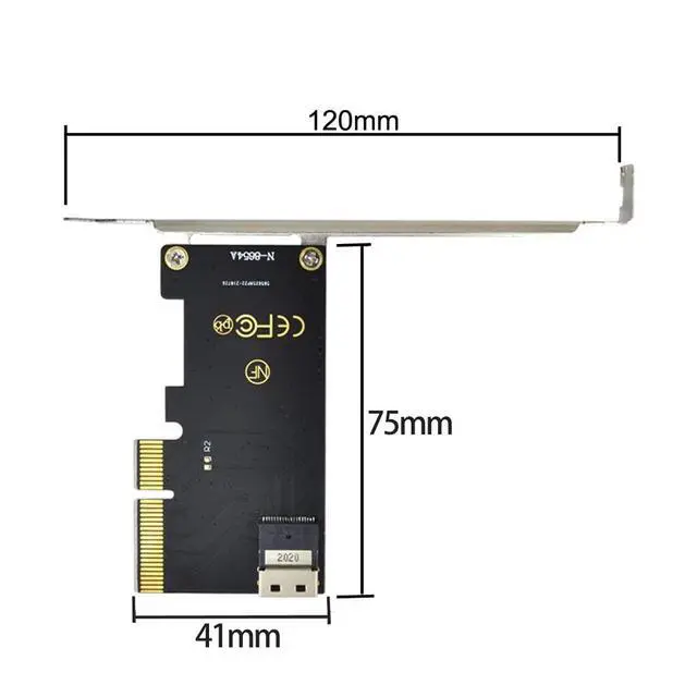 Alt view image 3 of 7 - PCIe 4.0 X4 to Slimline SAS SFF-8654 Adapter with 120mm Bracket for U.2 SFF-8639 NVME PCIe SSD