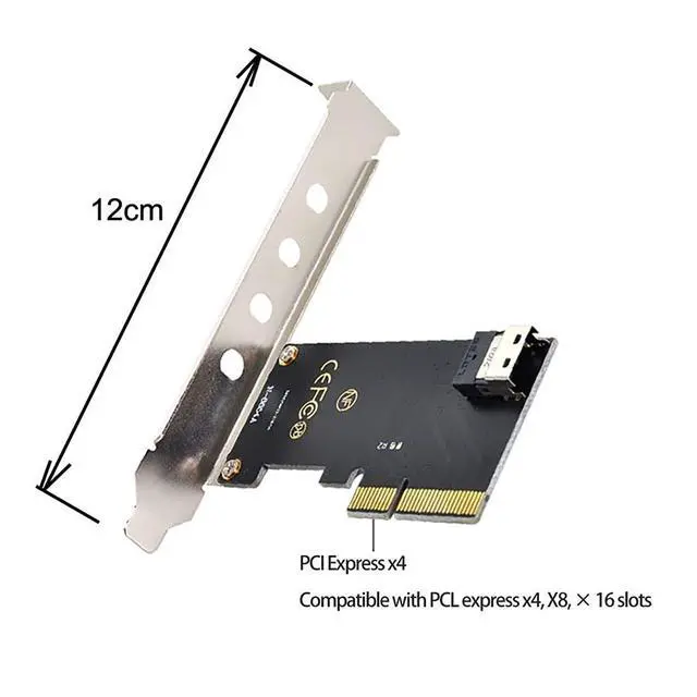 Alt view image 5 of 7 - PCIe 4.0 X4 to Slimline SAS SFF-8654 Adapter with 120mm Bracket for U.2 SFF-8639 NVME PCIe SSD