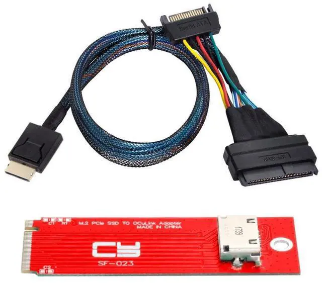 Main image of PCIe 4.0 M.2 NGFF to Oculink SFF-8612 Adapter 2260/2280mm with SFF-8611 to SFF-8639 Cable for U.2 SFF-8639 NVME PCIe SSD