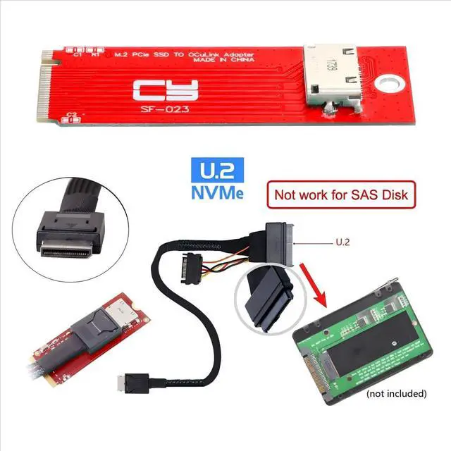 Alt view image 2 of 7 - PCIe 4.0 M.2 NGFF to Oculink SFF-8612 Adapter 2260/2280mm with SFF-8611 to SFF-8639 Cable for U.2 SFF-8639 NVME PCIe SSD