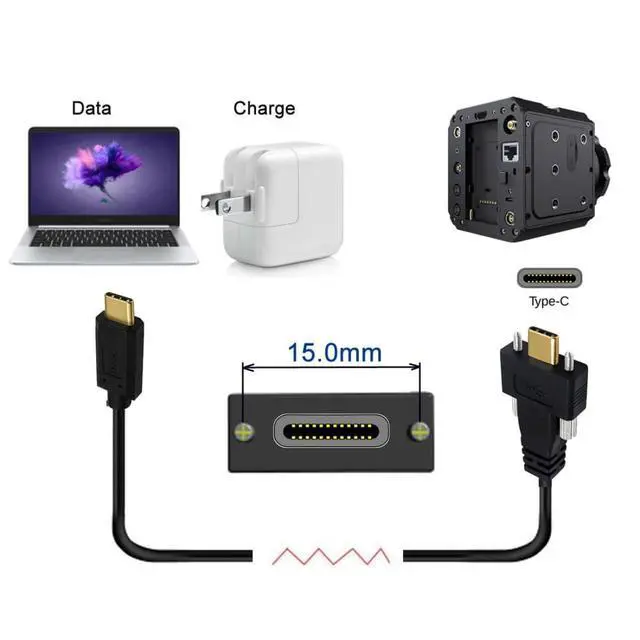 Alt view image 6 of 7 - USB C to C Cable,USB C Male to Male Fast Charging Data Transfer Extension Cable with Dual Screws