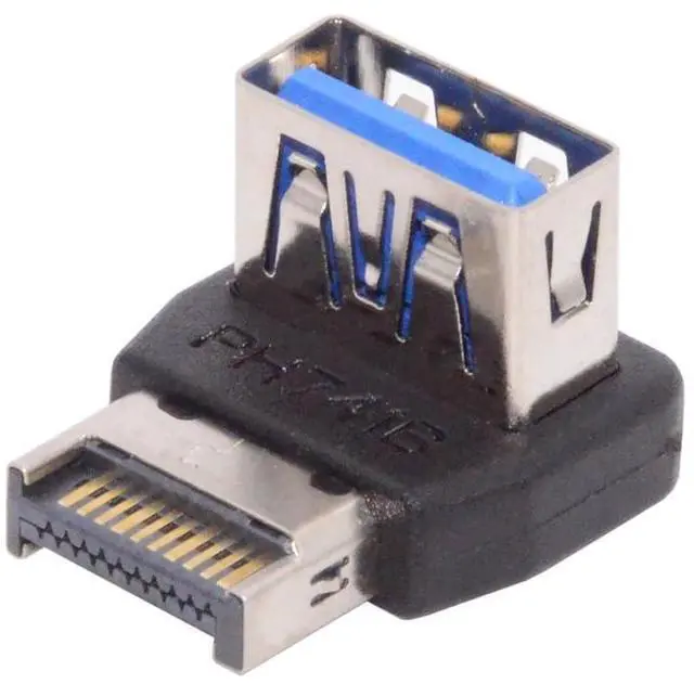 Main image of USB 3.1 Front Panel Header Male to USB 3.0 Female 90 Degree Down Angled Motherboard Port Expansion Adapter