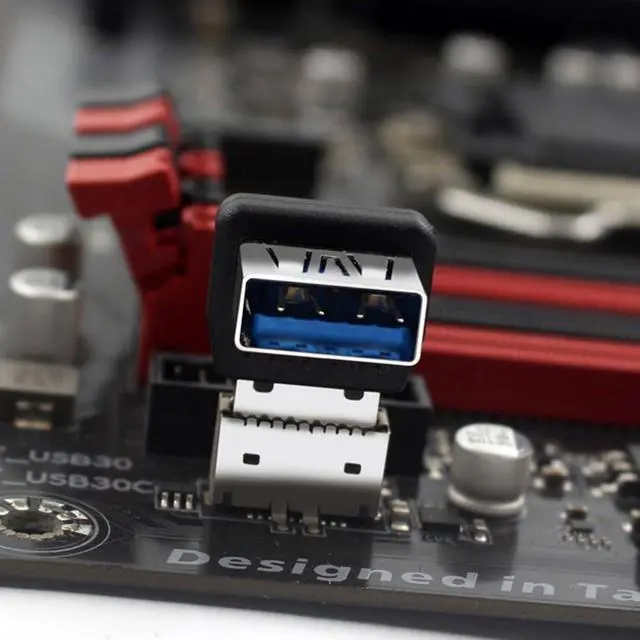 Alt view image 4 of 7 - USB 3.1 Front Panel Header Male to USB 3.0 Female 90 Degree Down Angled Motherboard Port Expansion Adapter