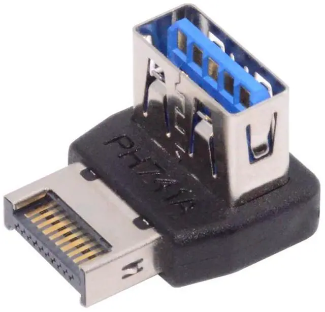 Main image of USB 3.1 Front Panel Header Male to USB 3.0 Female 90 Degree UP Angled Motherboard Port Expansion Adapter