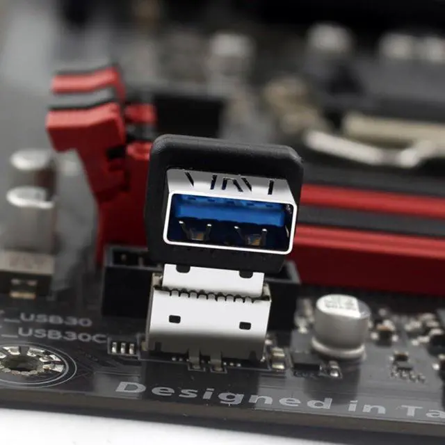 Alt view image 4 of 7 - USB 3.1 Front Panel Header Male to USB 3.0 Female 90 Degree UP Angled Motherboard Port Expansion Adapter