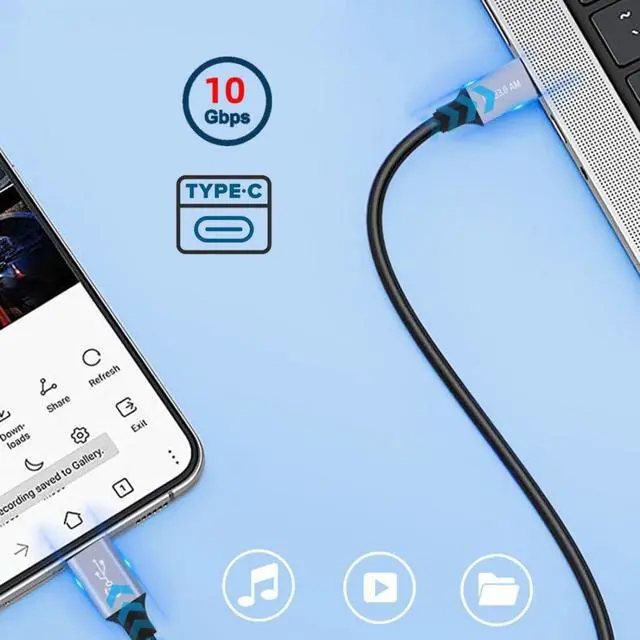 Alt view image 4 of 7 - USB A to USB C Cable USB 3.1 Gen 2 10Gbps 15W 5V3A Fast Charging Data Transfer Extension Cable 3.28FT/1.0M
