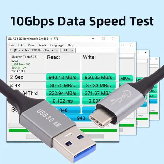 Alt view image 4 of 7 - USB Type C Cable USB C to USB 3.0 Charge 15W 5V3A Data 10Gbps Extension Cable 0.5M