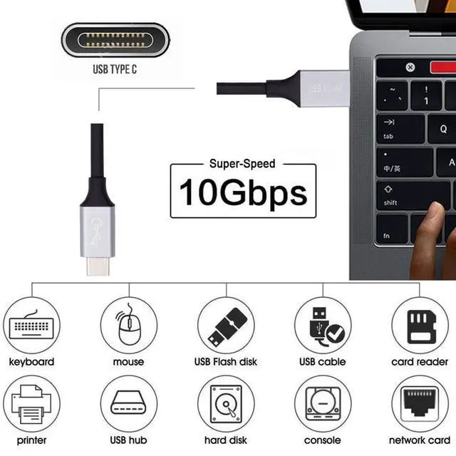 Alt view image 2 of 7 - USB Type C Cable USB C to USB 3.0 Charge 15W 5V3A Data 10Gbps Extension Cable 0.5M