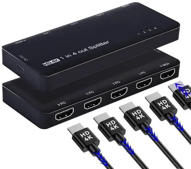 Main image of 4 Port HDMI 2.0 Splitter 4K@60Hz Distribute 1 in/Signal to 4 Out/Screens, Support HDCP Stack Connection for PS5