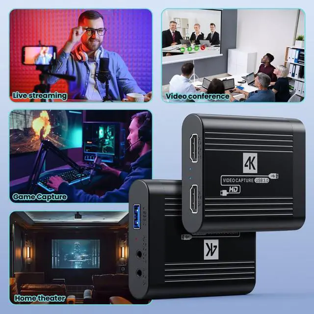 Alt view image 2 of 7 - 4K HDMI Audio Video USB 3.0 Capture Card 1080P 60FPS for PS4/PS5/Switch/Camera/OBS Support Live Streaming/Video Conference/Game Capture/Hometheater