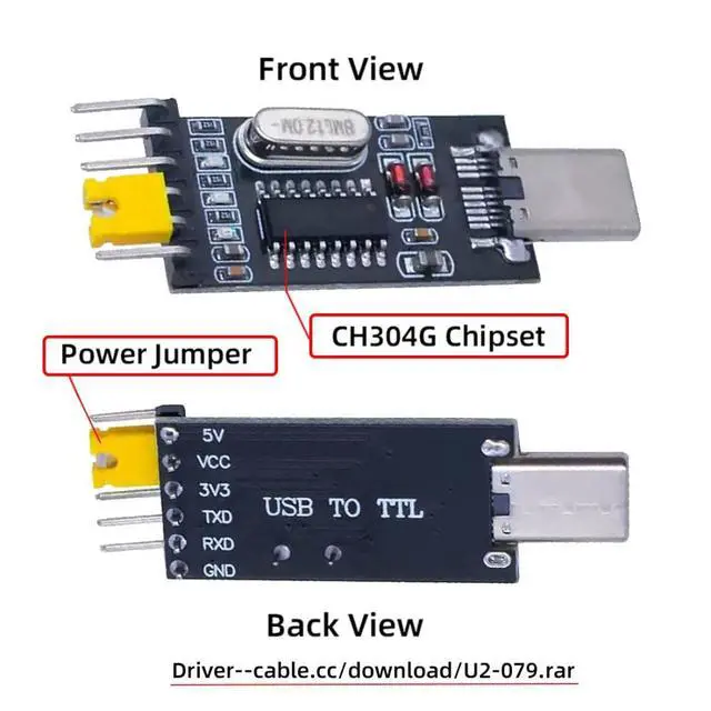 Alt view image 4 of 7 - USB C Plug to TLL Serial Programmer TTL Level 5V/3V3 with PWR/TXD/RXD Indicator Lights