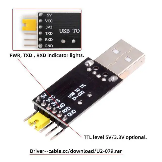 Alt view image 6 of 7 - USB 2.0 to TLL Serial Programmer TTL Level 5V/3V3 with PWR/TXD/RXD Indicator Lights