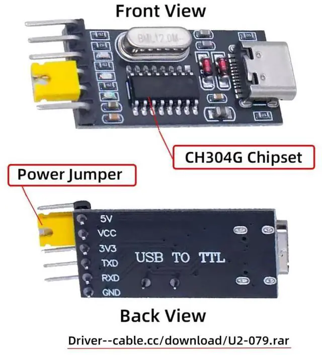 Alt view image 4 of 7 - USB C Socket to TLL Serial Programmer TTL Level 5V/3V3 with PWR/TXD/RXD Indicator Lights
