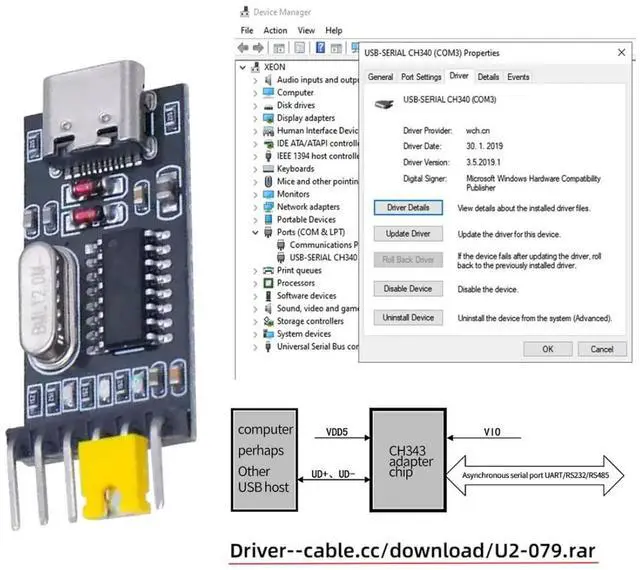 Alt view image 5 of 7 - USB C Socket to TLL Serial Programmer TTL Level 5V/3V3 with PWR/TXD/RXD Indicator Lights
