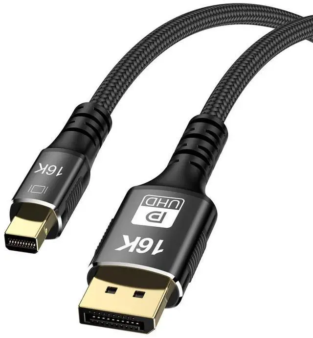Main image of 16K Displayport Cable,Displayport 2.1 to Mini Displayport Gold Plating Cable Support 16K@30Hz,8K@120Hz,4K@240Hz 40/80Gbps for 4090,7900 Graphics/PC/TV/Monitor 6.56FT/2.0M