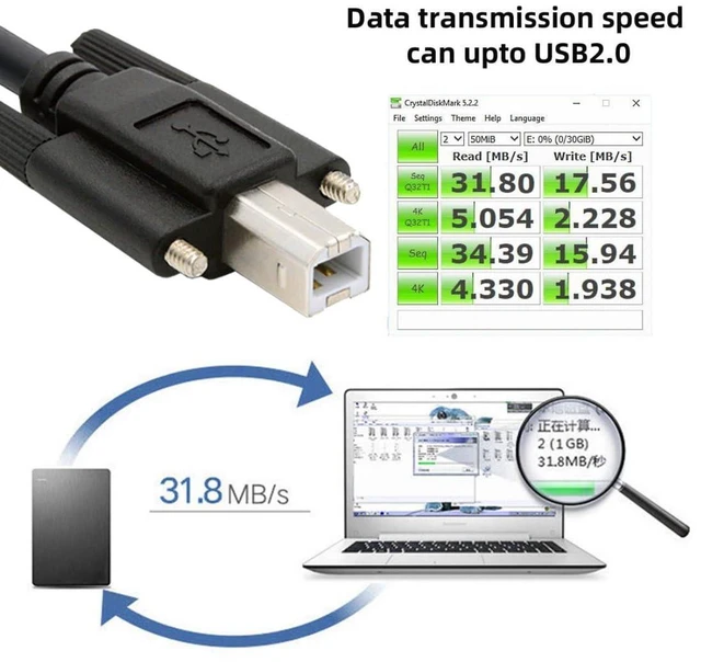 Alt view image 2 of 7 - USB 2.0 Type-A to USB 2.0 Type-B Cable 480 Mbps Transfer Speed for Industrial Camera/Printer/Scanner 4.92FT