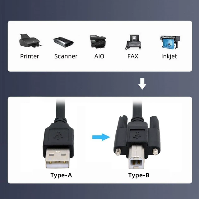 Alt view image 4 of 7 - USB 2.0 Type-A to USB 2.0 Type-B Cable 480 Mbps Transfer Speed for Industrial Camera/Printer/Scanner 4.92FT