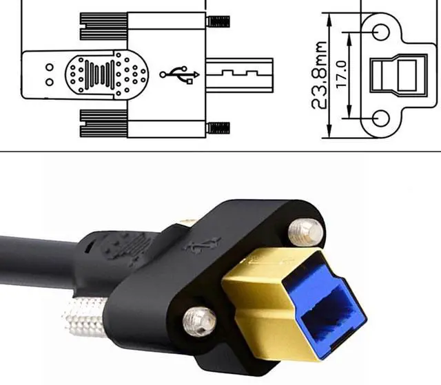 Alt view image 6 of 7 - USB 3.0 Type-A to USB 3.0 Type-B Cable 5Gbps Transfer Speed Gold Plating Connector for Industrial Camera/Printer/Scanner 6.56FT