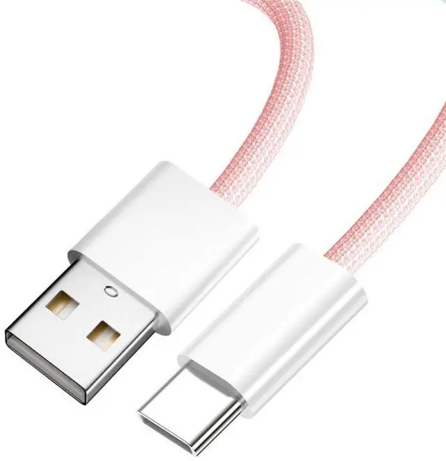 Main image of USB C Nylon Braided Cable, USB 2.0 Male to USB C Male 480Mbps Data Transfer PD 15W Fast Charging Cable Pink 3.28FT/1.0M