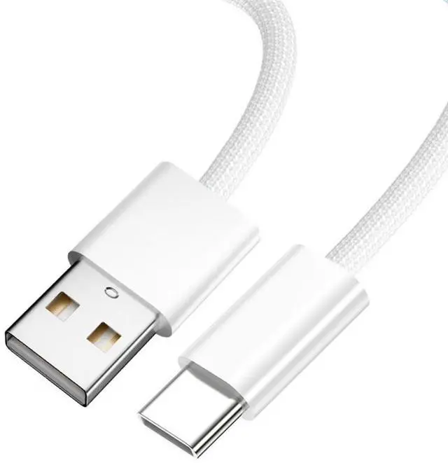 Main image of USB C Nylon Braided Cable, USB 2.0 Male to USB C Male 480Mbps Data Transfer PD 15W Fast Charging Cable White 3.28FT/1.0M