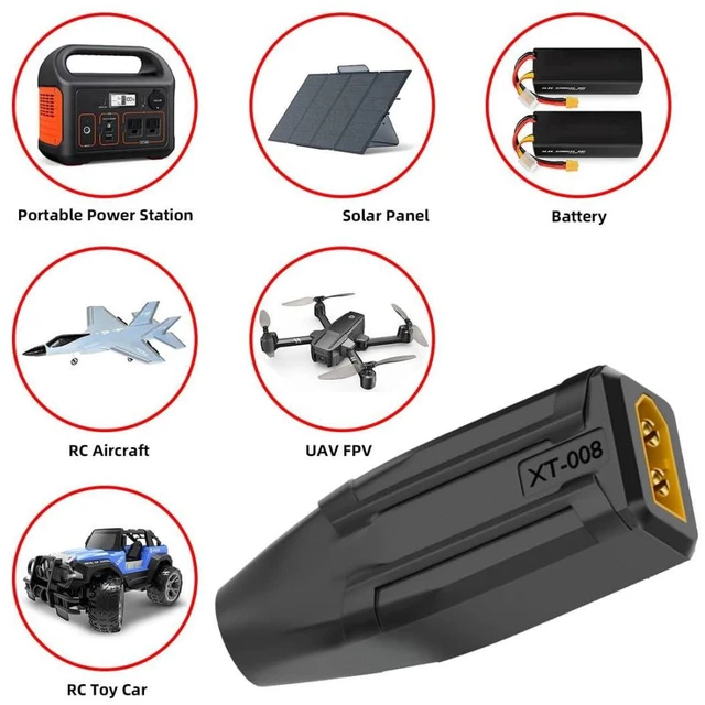 Alt view image 3 of 7 - XT60 to DC Adapter,DC 5.5x2.5mm Female to XT60 Male Bidirectional Charging Adapter for Aircraft Model/Car Model Charging Cable XT60 Model Plug