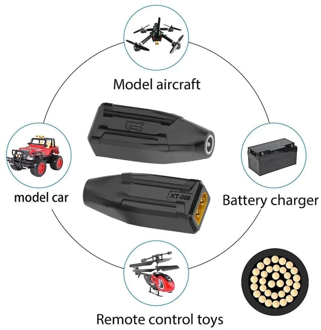 Alt view image 4 of 7 - XT60 to DC Adapter,DC 5.5x2.5mm Female to XT60 Male Bidirectional Charging Adapter for Aircraft Model/Car Model Charging Cable XT60 Model Plug