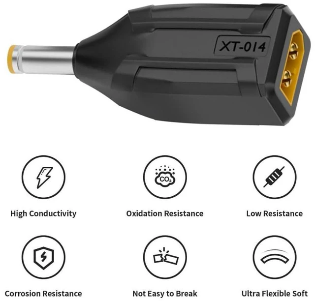 Alt view image 2 of 7 - XT60 to DC Adapter,DC 5.5x2.5mm Male to XT60 Male Bidirectional Charging Adapter for Aircraft Model/Car Model Charging Cable XT60 Model Plug