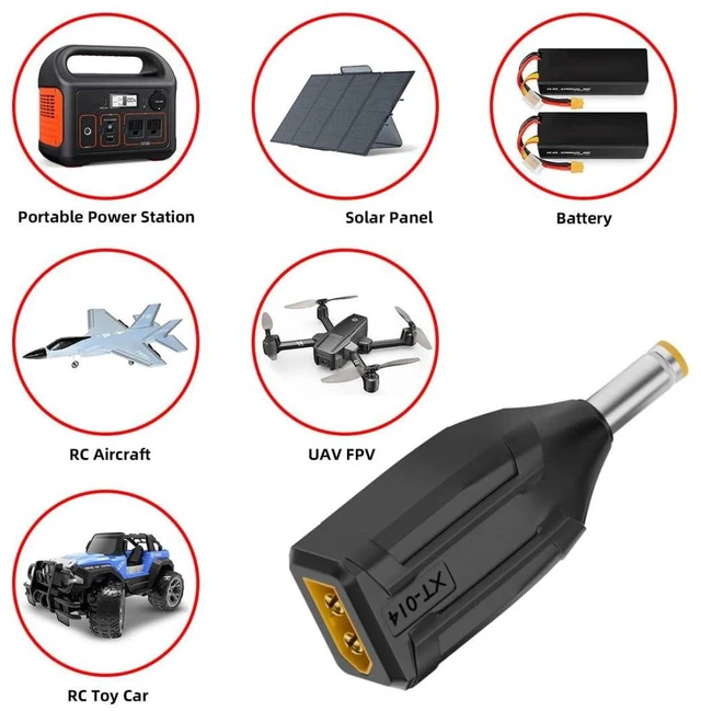 Alt view image 3 of 7 - XT60 to DC Adapter,DC 5.5x2.5mm Male to XT60 Male Bidirectional Charging Adapter for Aircraft Model/Car Model Charging Cable XT60 Model Plug