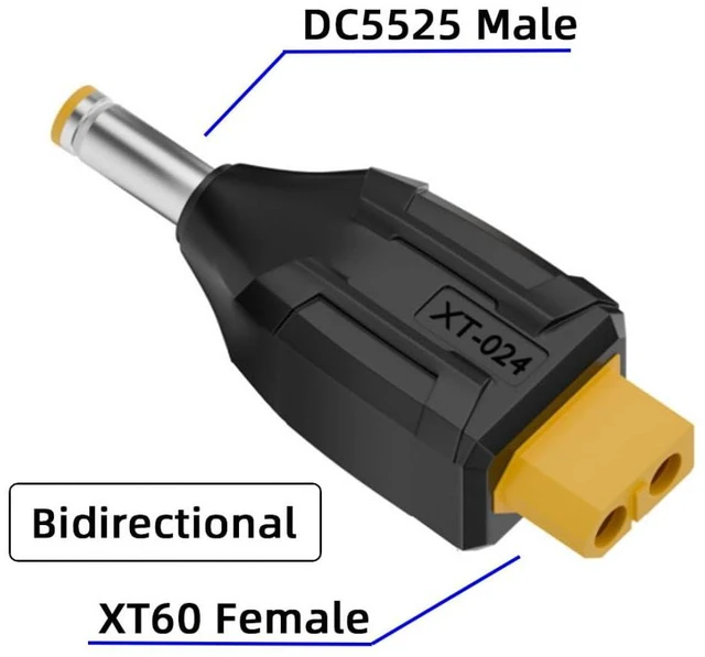 Alt view image 2 of 7 - XT60 to DC Adapter,DC 5.5x2.5mm Male to XT60 Female Bidirectional Charging Adapter for Aircraft Model/Car Model Charging Cable XT60 Model Plug