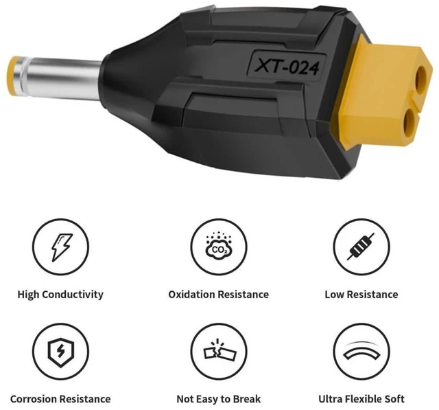 Alt view image 3 of 7 - XT60 to DC Adapter,DC 5.5x2.5mm Male to XT60 Female Bidirectional Charging Adapter for Aircraft Model/Car Model Charging Cable XT60 Model Plug
