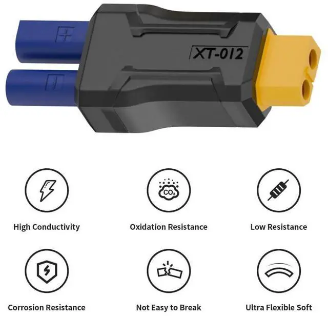 Alt view image 3 of 7 - XT60 to DC Adapter,EC5 Female to XT60 Female Bidirectional Charging Conversion Adapter for Aircraft Model/Car Model Charging Cable XT60 Model Plug