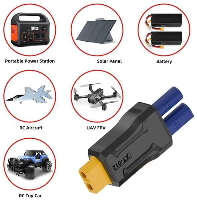 Alt view image 4 of 7 - XT60 to DC Adapter,EC5 Female to XT60 Female Bidirectional Charging Conversion Adapter for Aircraft Model/Car Model Charging Cable XT60 Model Plug