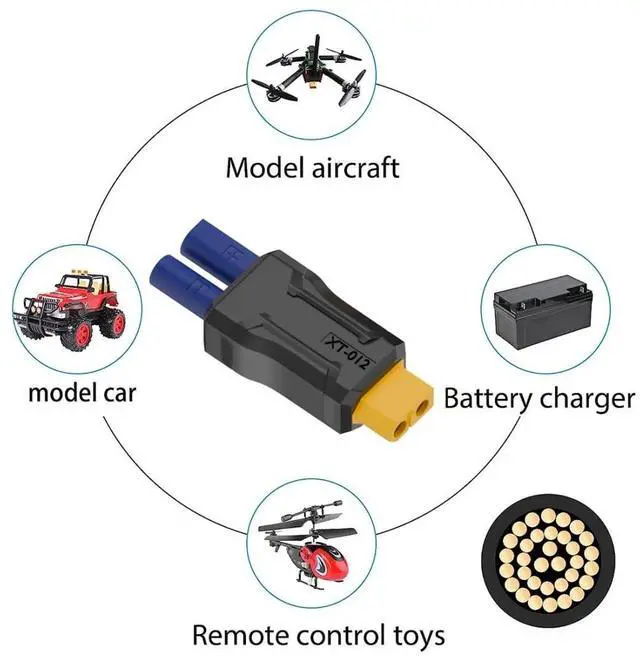 Alt view image 5 of 7 - XT60 to DC Adapter,EC5 Female to XT60 Female Bidirectional Charging Conversion Adapter for Aircraft Model/Car Model Charging Cable XT60 Model Plug