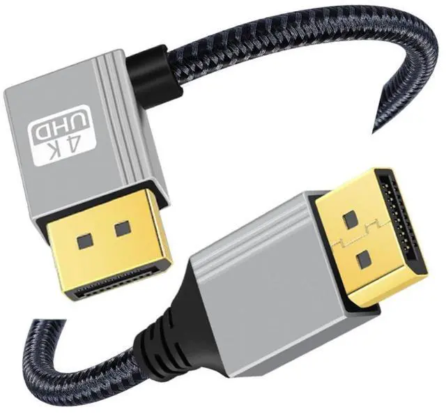 Main image of DisplayPort 1.2 Cable, DisplayPort to DisplayPort 90 Degree Left Angled 4K@60Hz 2K@144Hz High Speed Gold Plated Braided Cable 1.0M