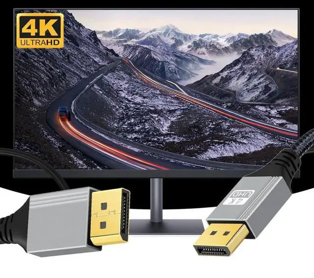 Alt view image 7 of 7 - DisplayPort 1.2 Cable, DisplayPort to DisplayPort 4K@60Hz 2K@144Hz High Speed Gold Plated Braided Cable 1.0M for Computer, Desktop, Laptop, Monitor, Projector