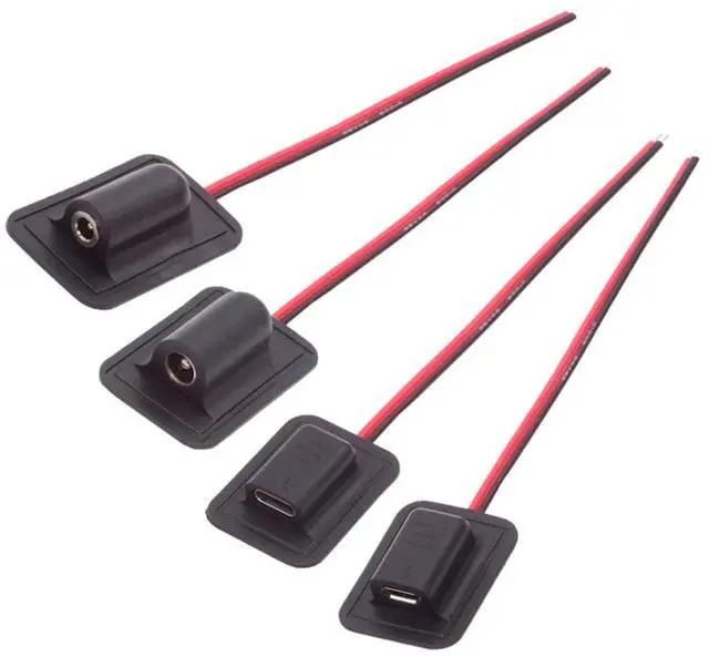 Main image of 4 Pack 2Pin Open Cable to DC 3.5X1.35/5.5x2.1mm/Micro USB/USB C Female DC 5V 3A Flush Mount Charging Socket Port Conversion Cable Adapter