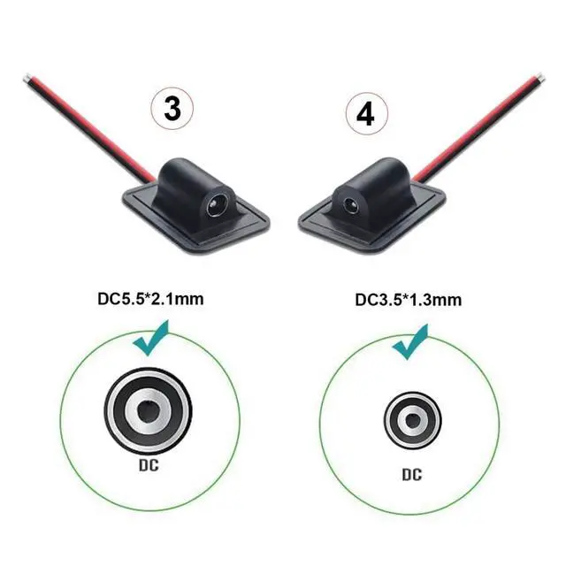 Alt view image 6 of 7 - 4 Pack 2Pin Open Cable to DC 3.5X1.35/5.5x2.1mm/Micro USB/USB C Female DC 5V 3A Flush Mount Charging Socket Port Conversion Cable Adapter