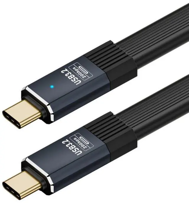 Main image of USB 4 Flat Cable for Thunderbolt 3/4 Cable, 20Gbps Data Sync, 100W Fast Charging, 8K/5K/4K@60Hz, USB C to USB C Cable 0.2M