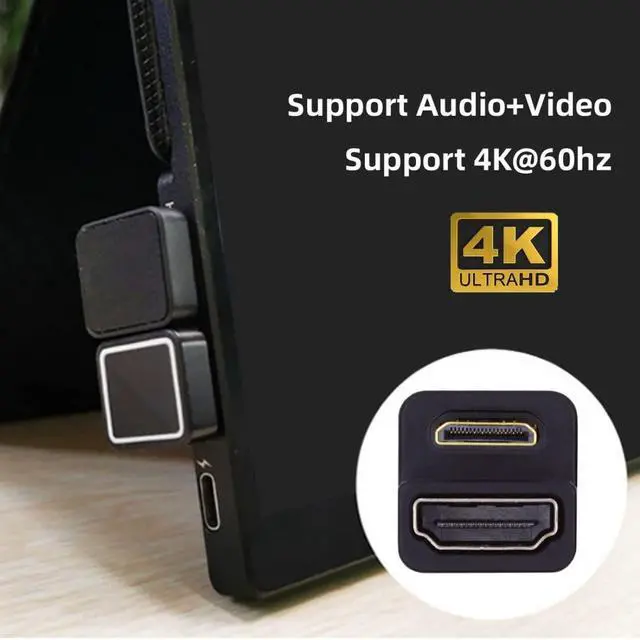 Alt view image 2 of 7 - Mini HDMI Male to HDMI Female 4K@60Hz 180 Degree UP Angled Extension Adapter Converter Connector