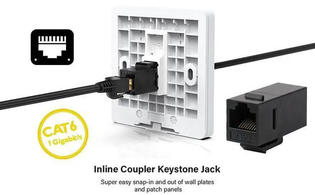 Alt view image 5 of 7 - CAT6 RJ45 Coupler Cat6/Cat5e/Cat5 Female to Female Ethernet Keystone Jack Network Cable Extension Connector Adapter