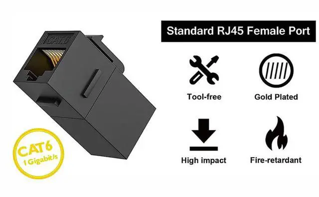 Alt view image 4 of 7 - CAT6 RJ45 Coupler Cat6/Cat5e/Cat5 Female to Female Ethernet Keystone Jack Network Cable Extension Connector Adapter