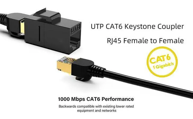 Alt view image 7 of 7 - CAT6 RJ45 Coupler Cat6/Cat5e/Cat5 Female to Female Ethernet Keystone Jack Network Cable Extension Connector Adapter
